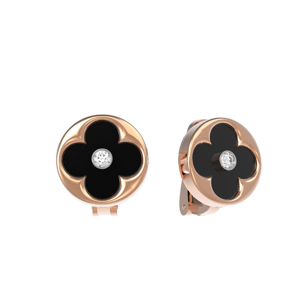 Серьги из золота c бриллиантами и ониксом