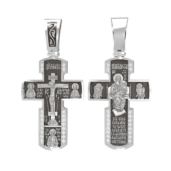 Крест из белого золота c бриллиантами