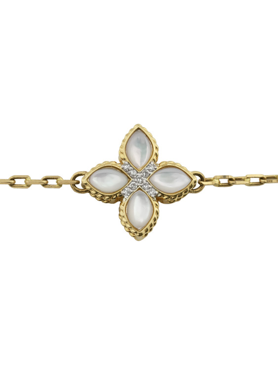 Браслет из лимонного золота c бриллиантами и перламутром