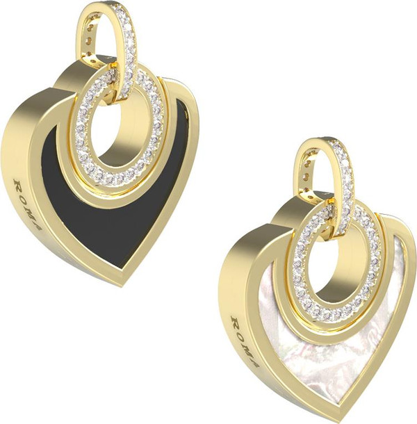 Подвеска из лимонного золота c бриллиантами, ониксом и перламутром