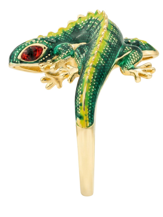 Кольцо из лимонного золота c эмаль