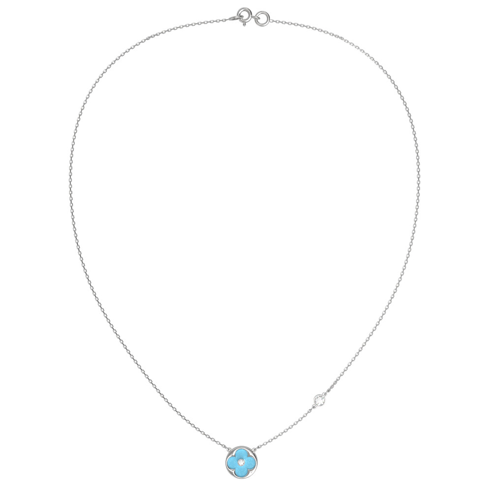 Колье из белого золота c бриллиантами и бирюзой