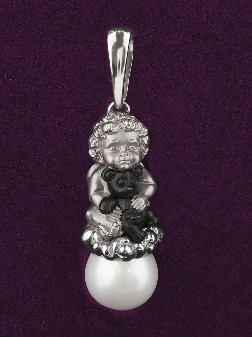 Подвеска из белого золота c жемчугом