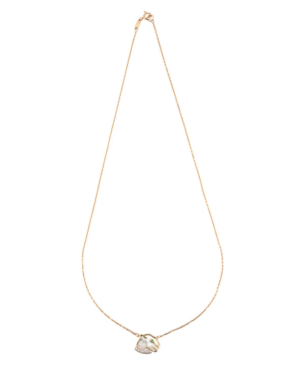 Колье из золота c бриллиантами, изумрудом и перламутром