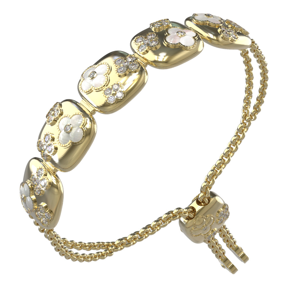 Браслет из лимонного золота c бриллиантами и перламутром