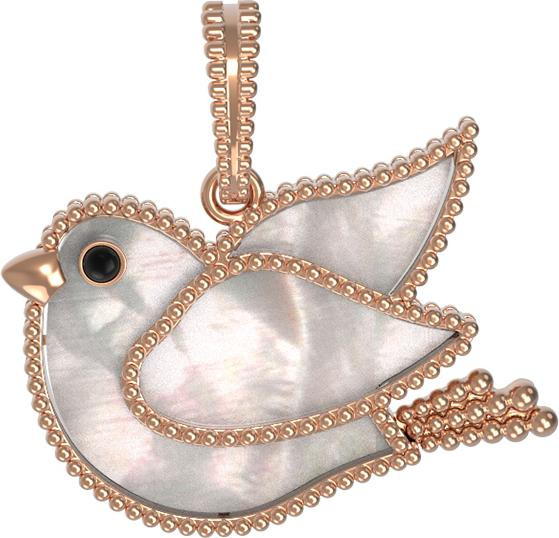 Подвеска из золота c эмаль и перламутром