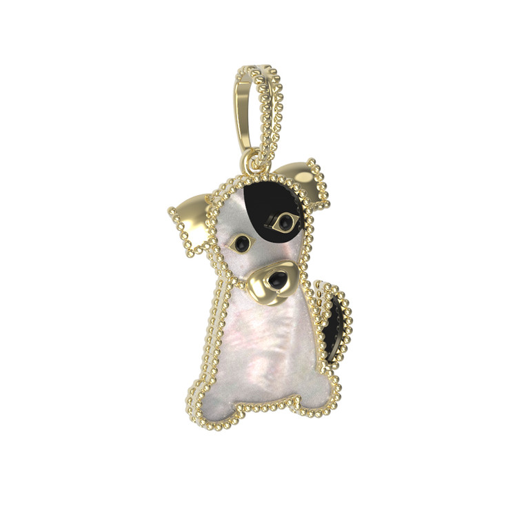 Подвеска из лимонного золота c эмалью, ониксом и перламутром