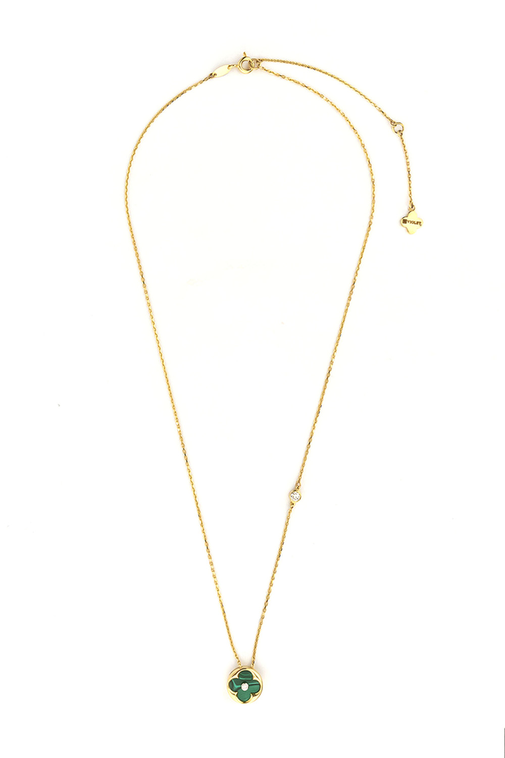 Колье из лимонного золота c бриллиантами и малахитом