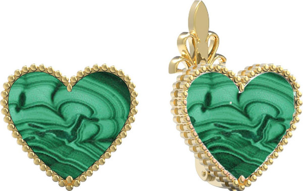 Серьги из лимонного золота c малахитом