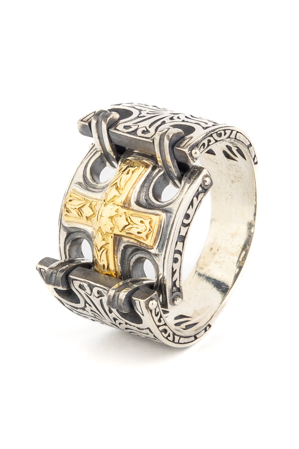 Кольцо из серебра и золота c рубином