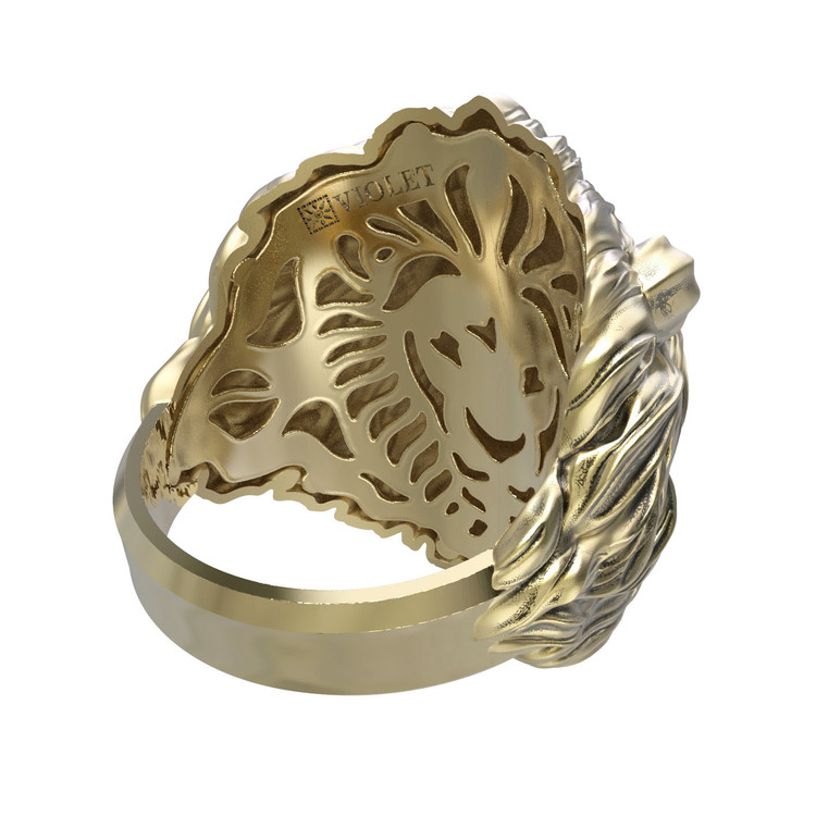 Кольцо из лимонного золота c эмаль