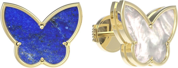 Серьги из лимонного золота c лазуритом и перламутром