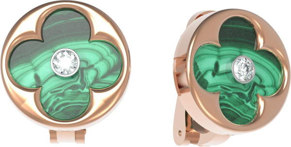 Серьги из золота c бриллиантами и малахитом