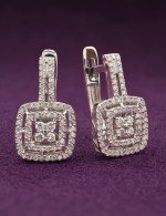 Серьги из белого золота 585 пробы c бриллиантами