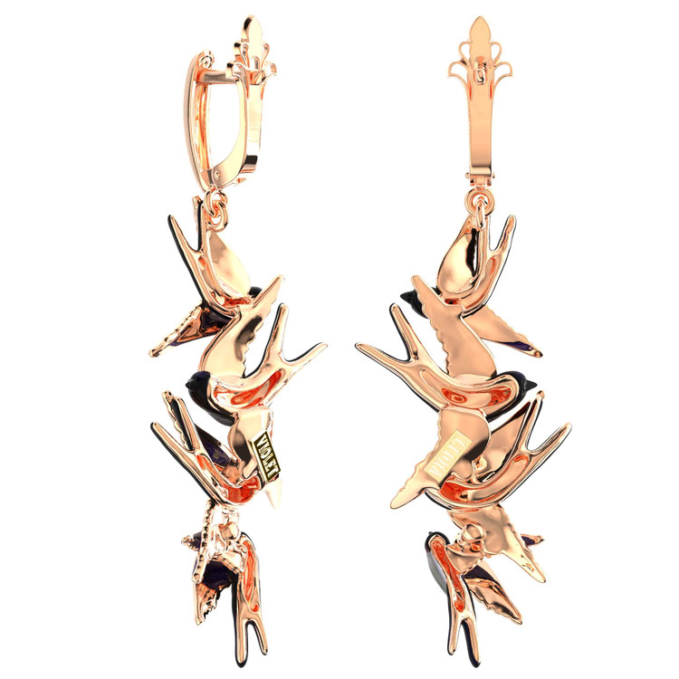 Серьги из золота c эмалью