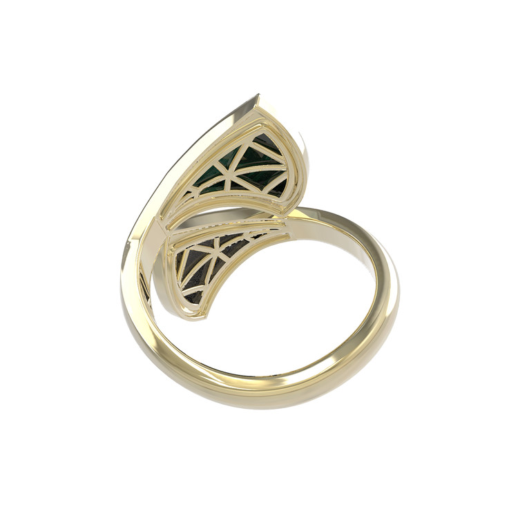 Кольцо из лимонного золота c малахитом и перламутром