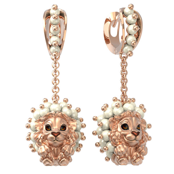 Серьги из золота c эмалью и жемчугом