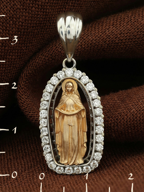 Образок из белого золота c бриллиантами