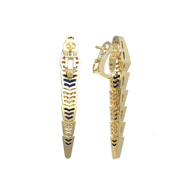 Серьги из лимонного золота c бриллиантами и лазуритом