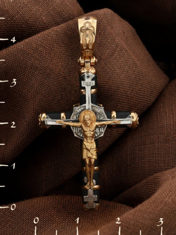 Крест из золота c ониксом