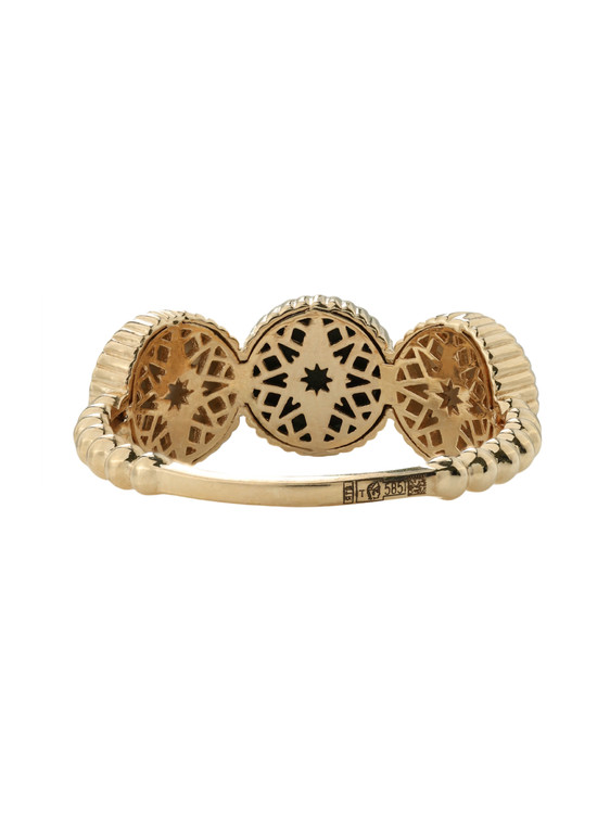 Кольцо из золота c бриллиантами, малахитом и перламутром