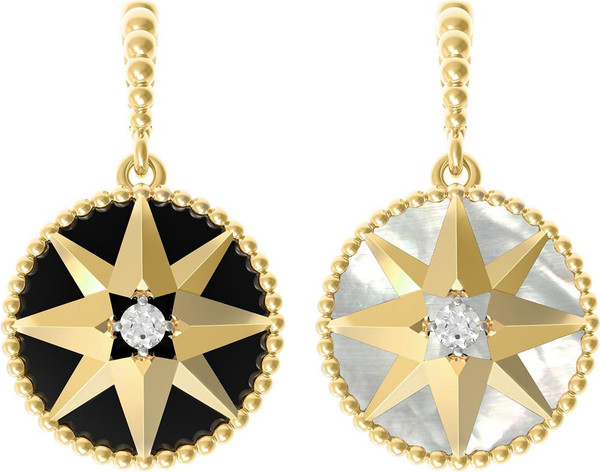 Подвеска из лимонного золота c фианитом, ониксом и перламутром