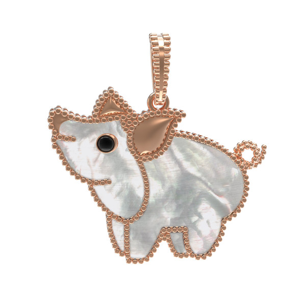 Подвеска из золота c эмаль и перламутром