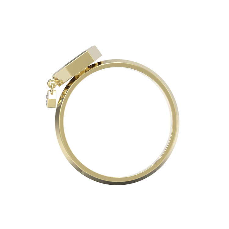 Кольцо из лимонного золота c бриллиантами и лазуритом