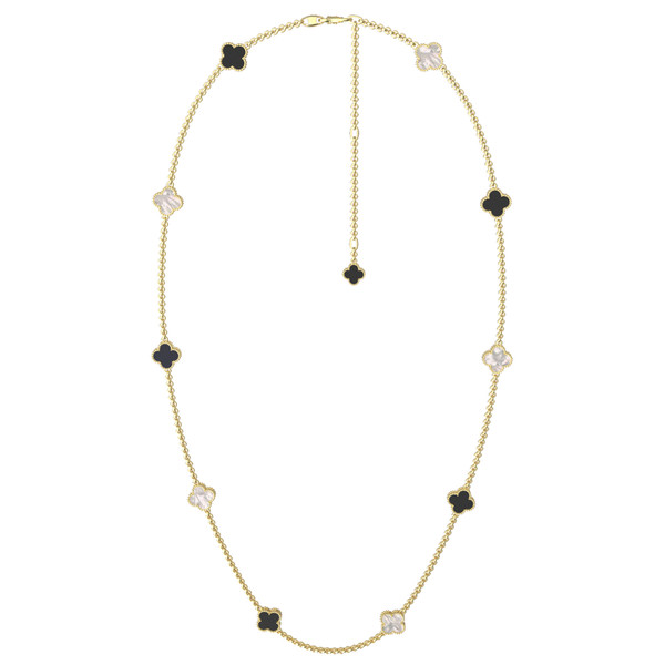 Колье из лимонного золота c ониксом и перламутром