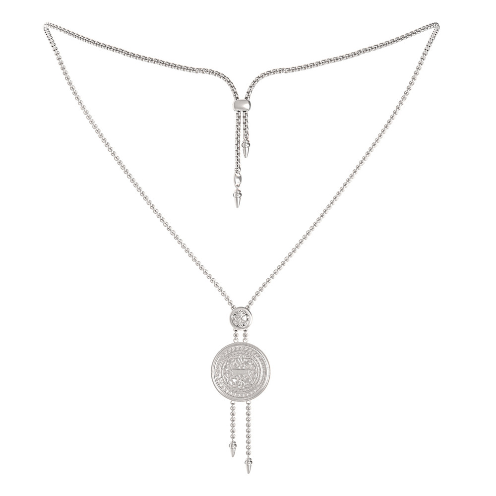 Колье из белого золота c эмаль