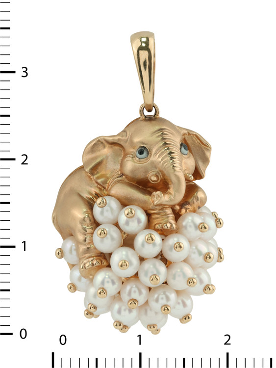 Подвеска из золота c эмалью и жемчугом