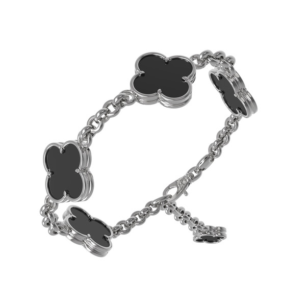 Браслет из белого золота c ониксом