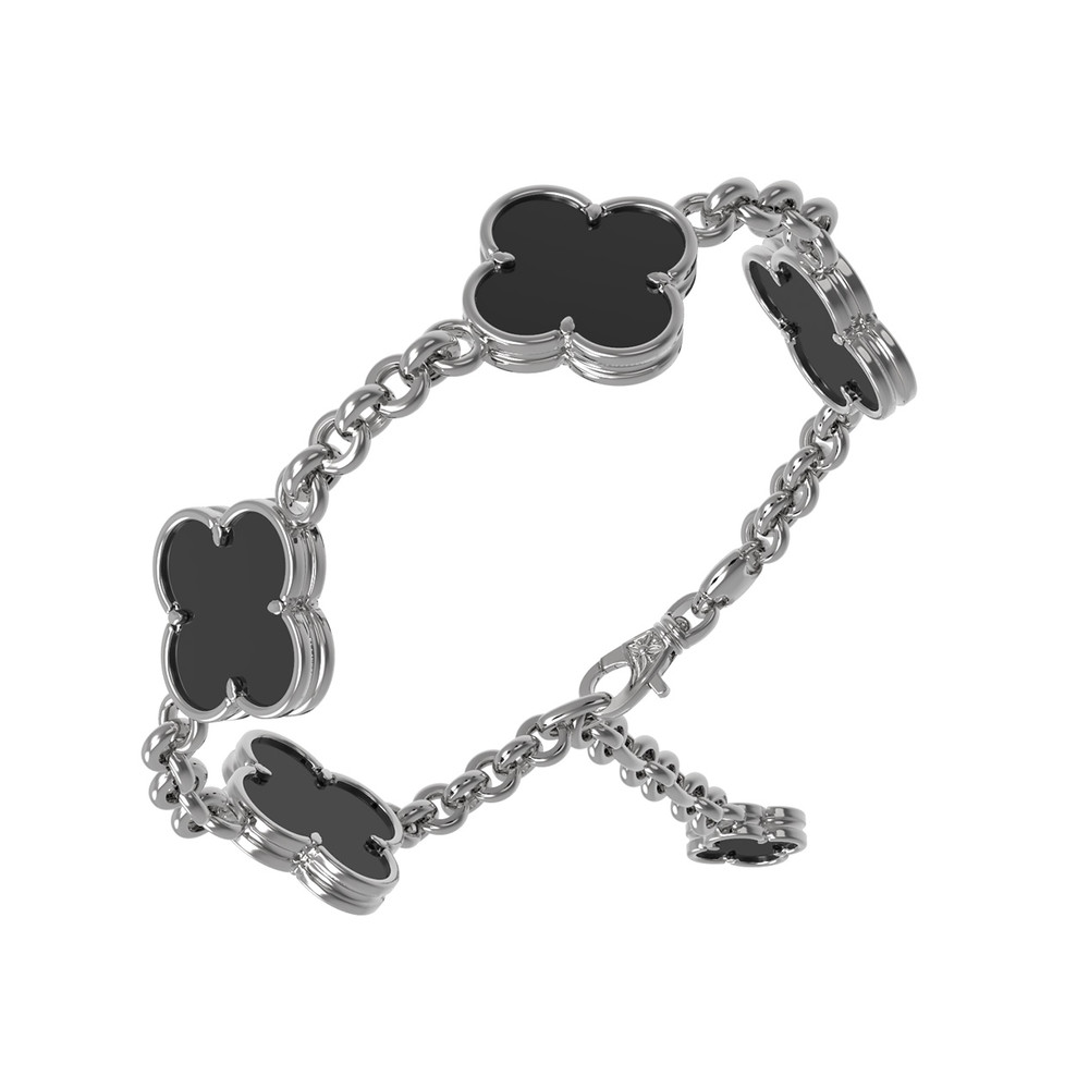 Браслет из белого золота c ониксом