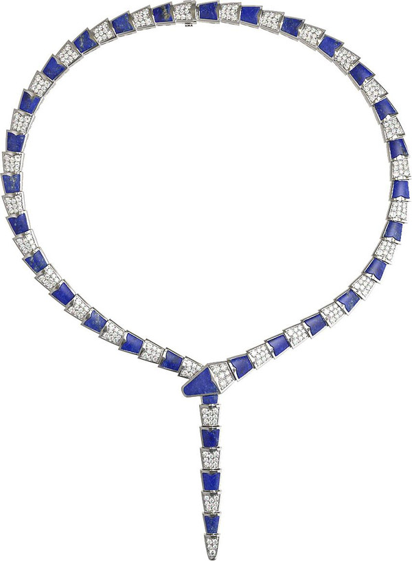 Колье из белого золота c бриллиантами и лазуритом