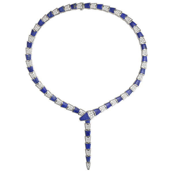 Колье из белого золота c бриллиантами и лазуритом