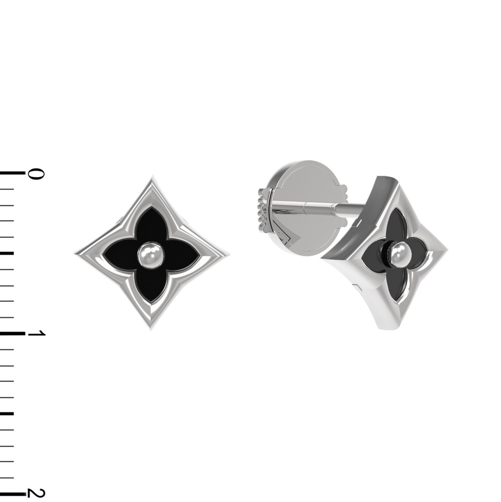 Серьги из белого золота c ониксом