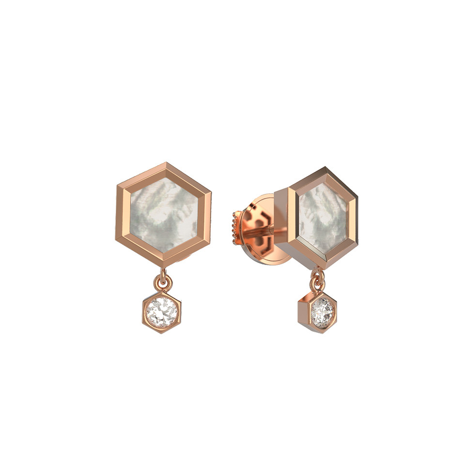 Серьги из золота c бриллиантами и перламутром