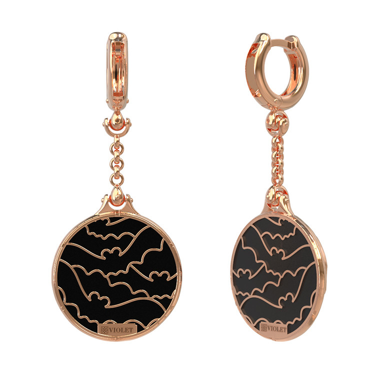 Серьги из золота c эмаль и ониксом