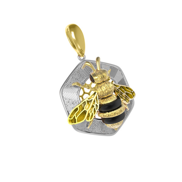 Подвеска из лимонного золота c эмаль , ониксом и эмалью