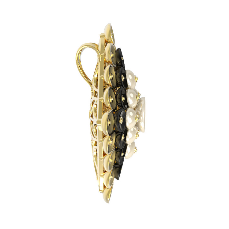 Подвеска из лимонного золота c ониксом и перламутром