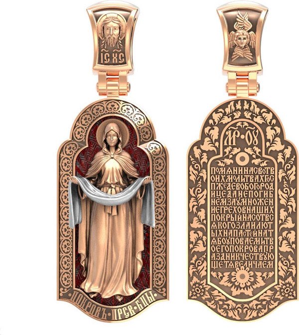 Образок из золота c эмаль