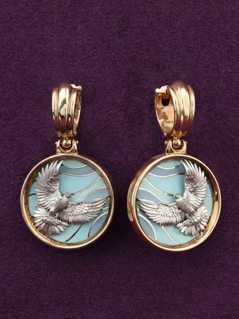 Серьги из золота c эмаль