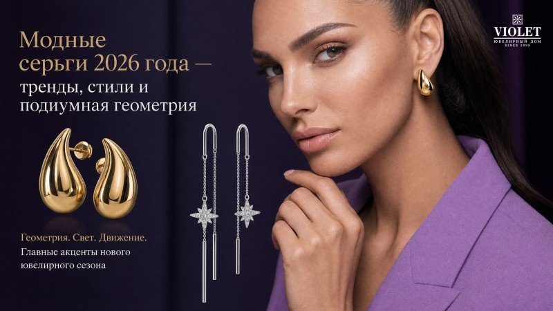 Модные серьги 2026 года - тренды, стили и подиумная геометрия