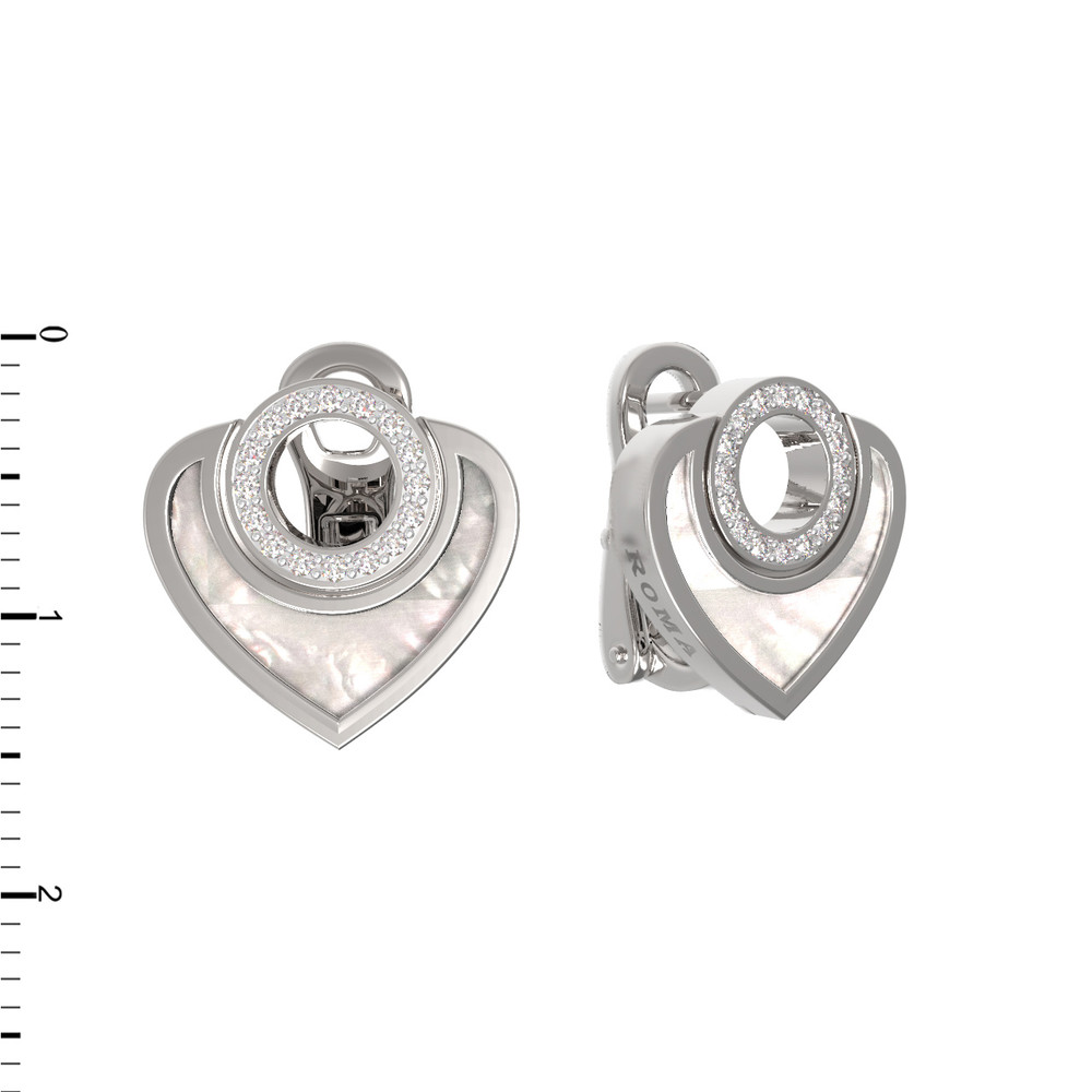 Серьги из белого золота c бриллиантами и перламутром