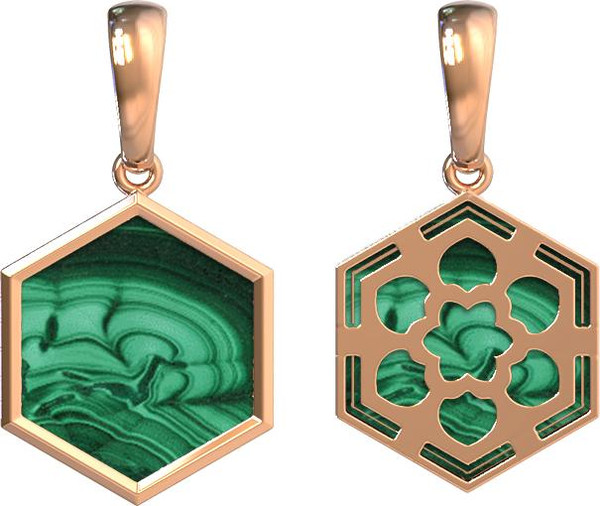 Подвеска из золота c малахитом