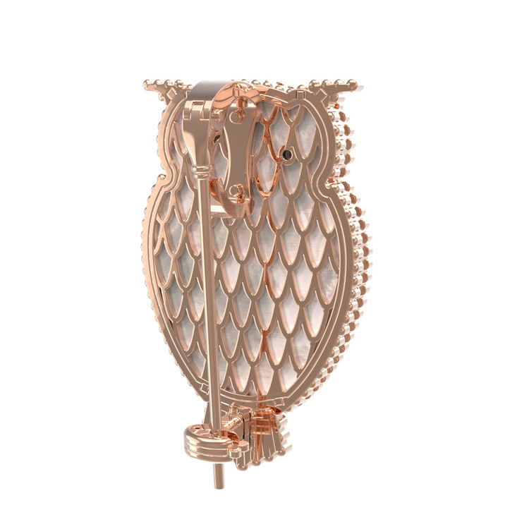 Брошь из золота c эмаль , ониксом и перламутром