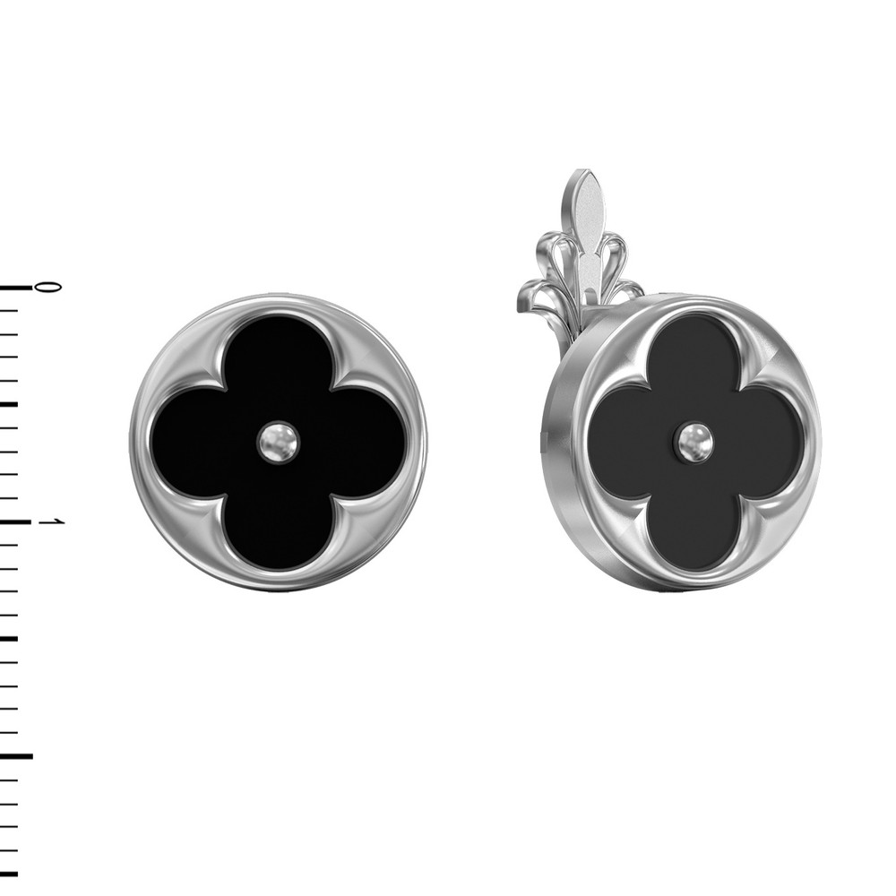 Серьги из белого золота c ониксом