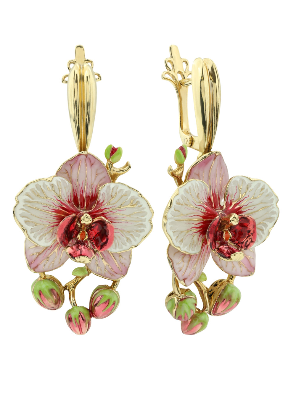 Серьги из лимонного золота c эмаль