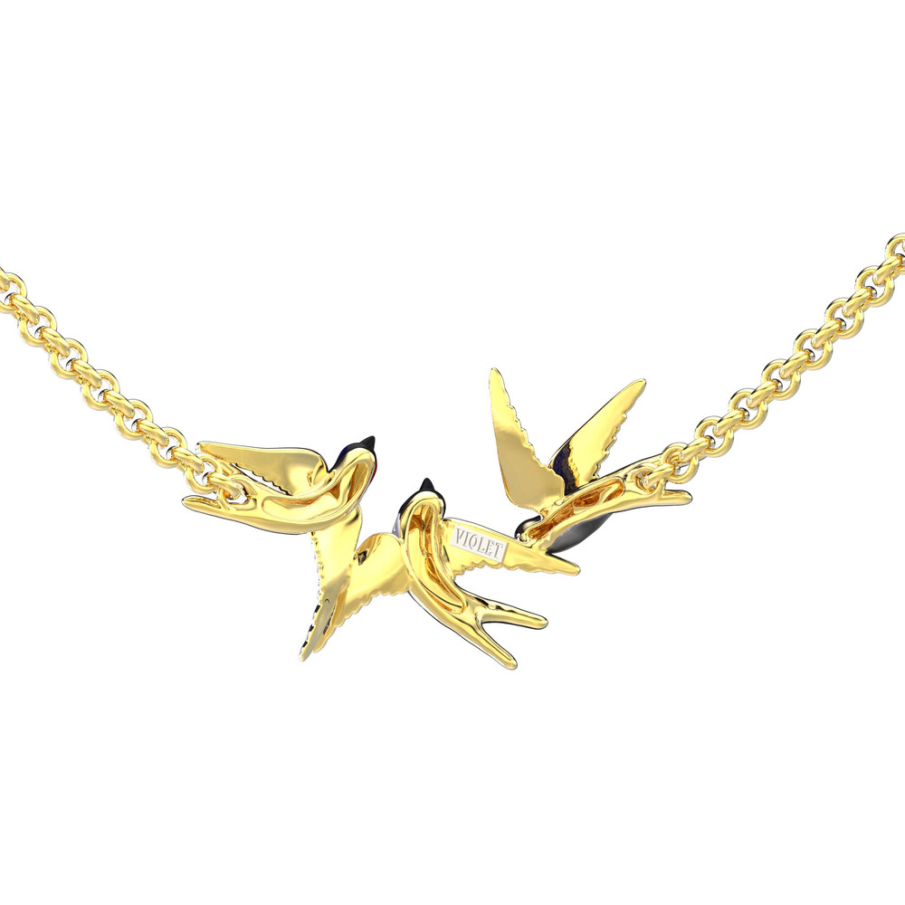 Колье из лимонного золота c эмаль