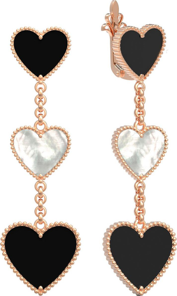 Серьги из золота c ониксом и перламутром